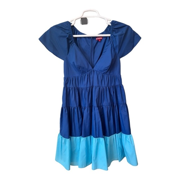 STAUD CORSICA BLUE TIERED SIZE SMALL MINI DRESS - Picture 3 of 5